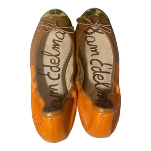 Sam Edelman Fairleigh Ballet Flats Orange Brown Gold Cap Toe Leather 9M thumbnail 6
