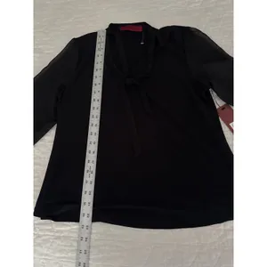 Love Scarlett Black Tie‎ Neck Long Sleeve Blouse - Womens Small thumbnail 3