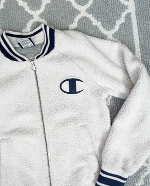 Cream Sherpa Bomber Varsity Jacket thumbnail 7
