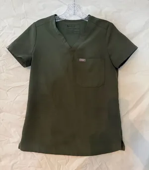Figs Technical Collection Women's V-Neck Nursing Scrubs in Olive thumbnail 1