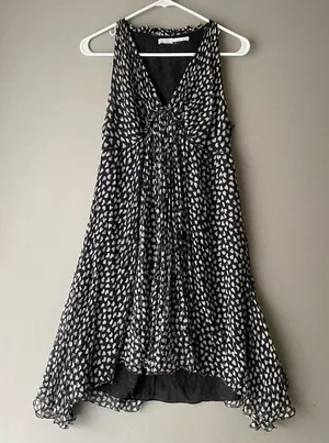 Y2K Leon Max S Black Silk Heart‎ Babydoll Dress Ethereal Whimsigoth Witchy thumbnail 1