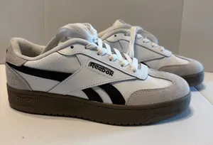 Reebok Womens White & Black Low-Top Sneakers with Brown Sole thumbnail 1