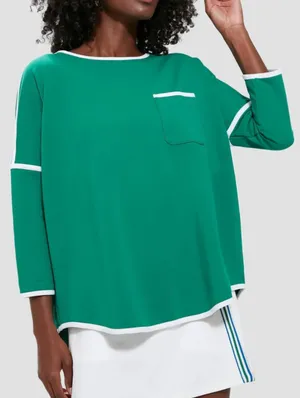 {XS/S} Tuckernuck Tnuck Sport Green And White Terry Farah Pullover Top thumbnail 1