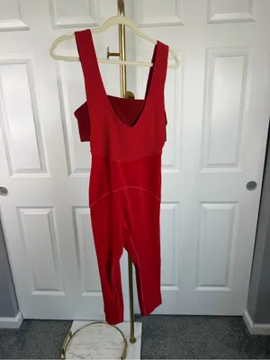 Free People Movement Red Capri Jumpsuit Romper Size S thumbnail 2