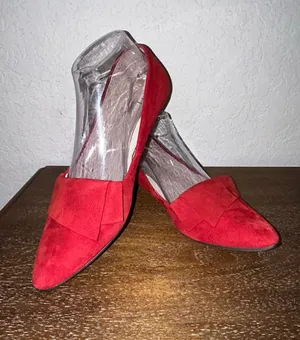 J.Jill Suede Leather Slip On Point Toe Kitten Heel Flat Shoes Size 7.5 Color Red Suede Leather Slip On Point Toe Kitten Heel Gently loved condition thumbnail 1