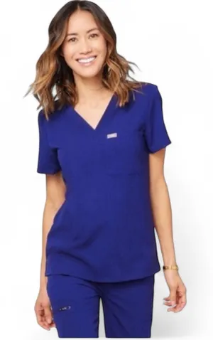 Women's FIGS Blue Short Sleeve V-Neck Scrub Top M thumbnail 1