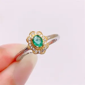 18K White Gold Plated Adjustable Birthstone Green Crystal Emerald Ring for Women thumbnail 2