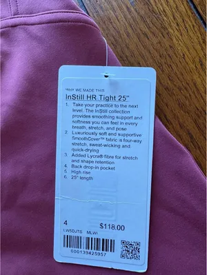 Lululemon Instill High Rise 25” Mulled Wine Size 4 NWT thumbnail 4