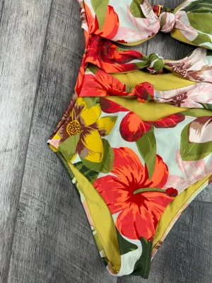 Aerie Cream Tropical Cutout One Piece Swimsuit thumbnail 3