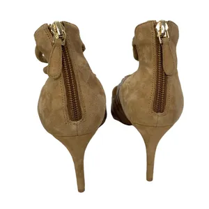 Alexandre Birman Lana Camel Tan Crocodile and‎ Suede Strappy Heels thumbnail 4