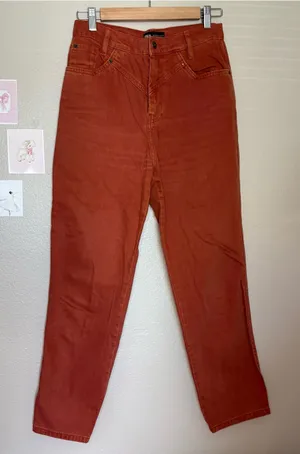 Zara women’s High-Waisted Rust Orange Jeans bohemian casual size 4 fall aesthet thumbnail 1