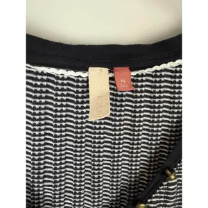 Pilcro from Anthropologie Black Henley Striped Ribbed Long Sleeve - Size - XS thumbnail 3