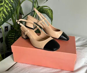 Black toe square heel kitten heels tan Size 6 thumbnail 1