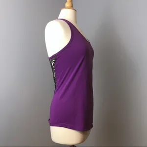 Blackheart Lace Back Tank Top in Purple thumbnail 3