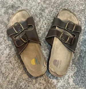 Maui Island Brown Double-Buckle Slide Sandals thumbnail 1