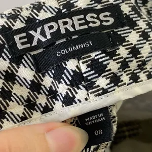 Express Columnist Black & White Plaid Low Rise Dress Pant Trousers Size 0 thumbnail 4