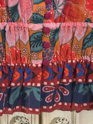 FARM Rio Marias Floral Plunge Neck Peplum Long Sleeve Top Size Medium thumbnail 10