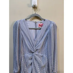 Kate Spade Pearl Drops Degrade Dress LONG SLEEVE‎ GOWN MIDI Size 2 Pleated Silky thumbnail 5