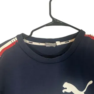 Puma Navy Blue Puma Logo Front Long Sleeve Casual Lounge Sweat Dress Women Sz S thumbnail 4