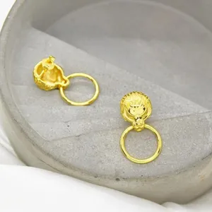 Leo Lion Ring Earring Studs Gold thumbnail 6