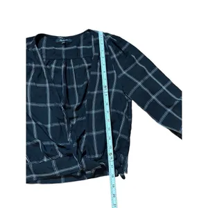 Madewell‎ Wrap Top in Windowpane sz Small black white thumbnail 11