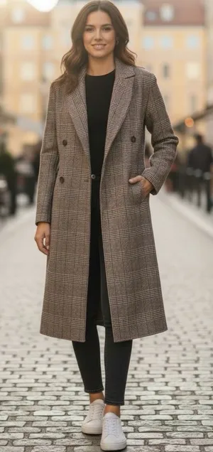 Commense valor plaid oversized overcoat NEW XS Brown thumbnail 1