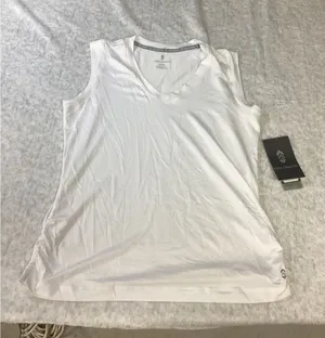 Free Country Women Microtech Chill Tank Top White V-Neck UPF 30 7ILAS4229 Medium thumbnail 1
