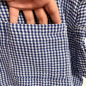 Old Navy Womens Shirt Blouse Blue White Gingham Plaid Boxy Button Up Size XL thumbnail 8