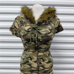 Dolls Kill Generation Kiss Womens Camo Hoodie Dress XS Faux Fur Y2K Mini Street thumbnail 5
