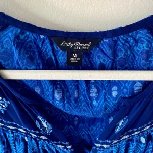 Lucky Brand 3/4 Sleeve Blouse Semi Sheer Blue M thumbnail 3