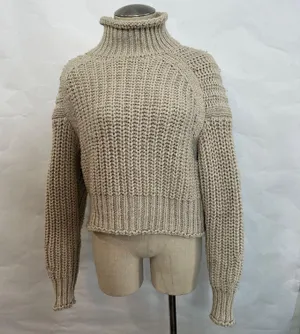 High Neck Crop Chunky Knit Sweater 309 thumbnail 1