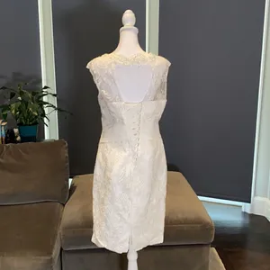 Women’s Ivory Dress & Matching Chiffon Jacket with beautiful detail Size L**READ thumbnail 7