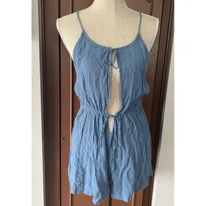 Free People (intimately) Liaisons Tie-Front Blue Romper thumbnail 4