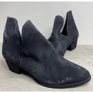 Free People Flat Grey Suede Pointed Toe Cutout Ankle Boots Size 39EU thumbnail 5