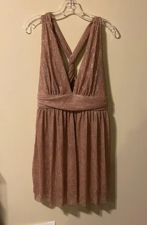 Lulus Metallic stripe twist back cocktail dress size large thumbnail 3