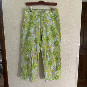 Lilly Pulitzer Crop Pants Green 6 Women Tropical Fruit Floral Print Stretch thumbnail 8