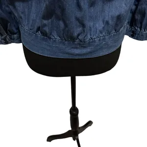 Madewell‎ Denim Wrap Top 70s Retro Style Crop 3/4 Sleeve V-Neck Mid Blue Small thumbnail 4