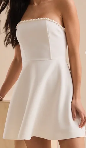 Altar'd State White Strapless Mini Dress thumbnail 1