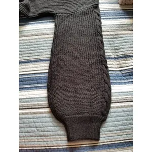 BP Black Chunky Knit Cropped Long Sleeve Oversized Sweater Mock Neck Womens Sz L thumbnail 6