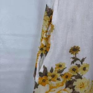 Universal Thread Floral Linen Blend‎ Lace Trim Mini Dress XS Yellow White Boho thumbnail 11