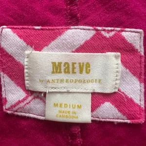 Anthropologie Maeve Blouse Mikayla Peplum Top Textured 3/4 Sleeves Pink M thumbnail 7