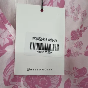 Hello Molly Women's 4 Short Sleeve Pink White Floral Mini Dress V-Neck Girly NWT thumbnail 9