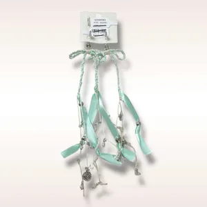 Free People Candy Baby Bow Dangle Earrings Sea Foam Ivory Braid Coquette Mermaid thumbnail 4
