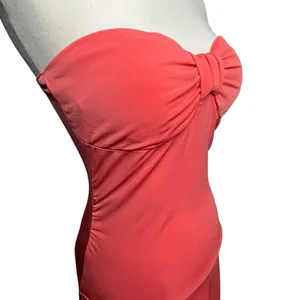 Rhapsody Y2K‎ Strapless Bow Front Mini Dress M Coral Pink Sleeveless Coquette thumbnail 3