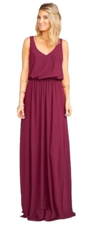 Show Me Your Mumu Dress Small Kendall Maxi Chiffon‎ Sleeveless in Burgundy thumbnail 1