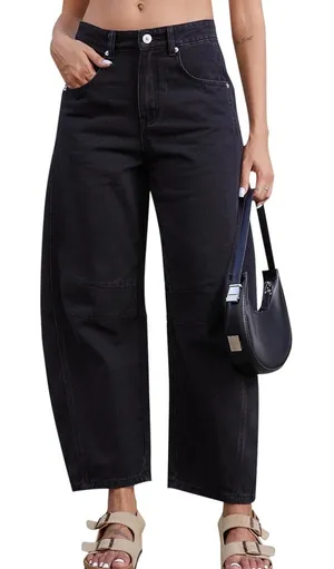 GREAIDEA Mid Rise Barrel Jeans for Women Wide Leg Mid Waist thumbnail 1