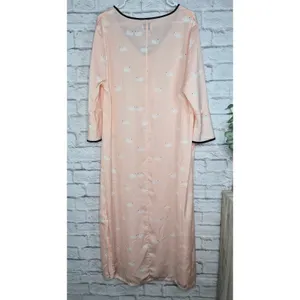 Kate Spade New York Swan Print Caftan Maxi Dress Lounge Nightgown Pink L/XL thumbnail 9
