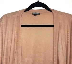 Tan Open Front Woven Kimono Sleeve Cardigan M/L thumbnail 2