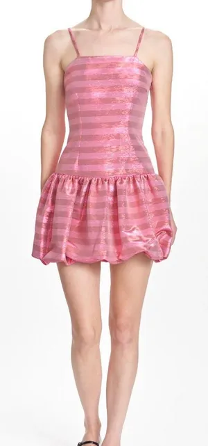 Pink Bubble Dress Trendy Pink Striped Mini Short Valentine’s Day shabby chic love shack fancy thumbnail 1