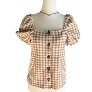 Madewell Gingham Jacquard Square-Neck Puff-Sleeve Top thumbnail 6